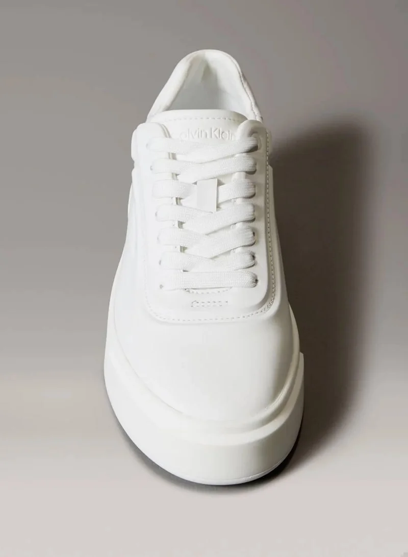 Calvin Klein Triple Bright White Smooth Leather Trainers for Women | Best Price UAE