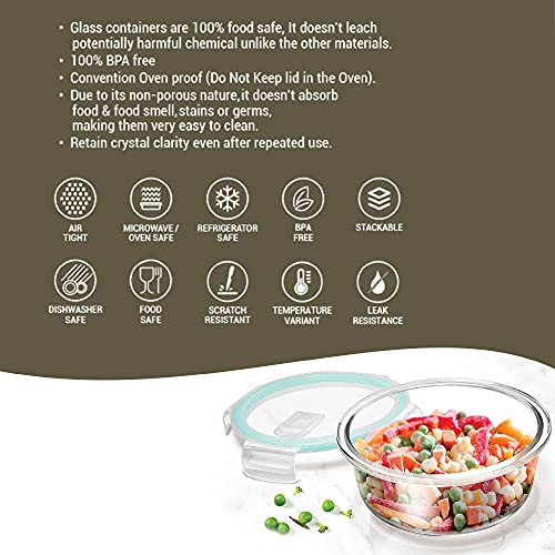 Treo Glass By Milton Hi Borosilicate Clip Fresh Round Container, 400 Ml, 1 Piece, Transparent - Image 3