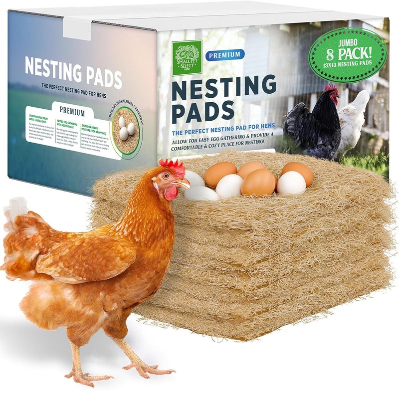 Small Pet Select Chicken Nesting Pads 8Pack 13x13 for Hens Fits Most Nesting Boxes Chicken Coop Nest Liners