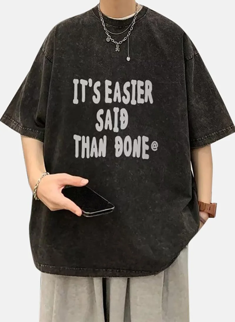 يونيكي Brown Printed Half Sleeve Round Neck T-Shirt