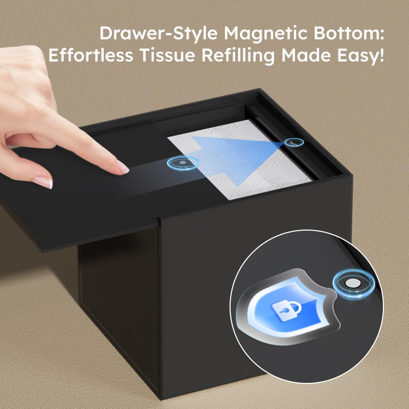 FEMELI Tissue Box Cover,Square Acrylic Tissues Paper Holder for Bathroom Bedroom Office,Black - Image 3