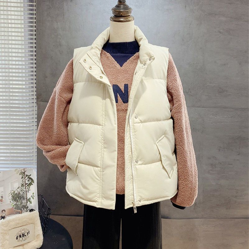 Down Cotton Vest Autumn Vest All-Match Loose Vest Female Student Short Jacket Warm Korean Style Slim Look Vest - Image 3
