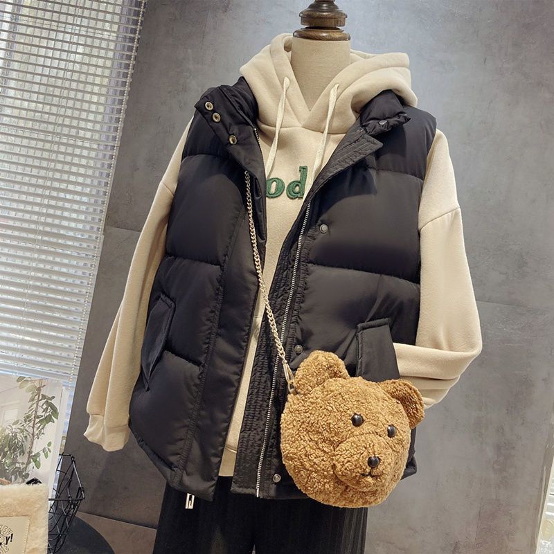 Down Cotton Vest Autumn Vest All-Match Loose Vest Female Student Short Jacket Warm Korean Style Slim Look Vest - Image 4