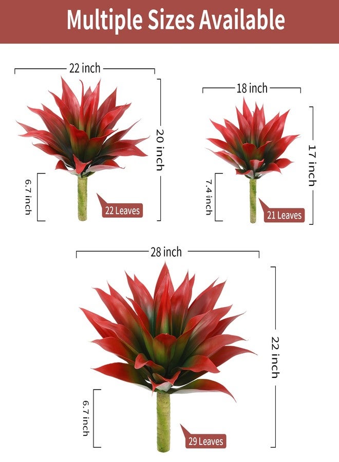Wertuirk 28 Inch Artificial Agave Plant Set of 2, Realistic Faux Succulents with Vibrant Color, UV Resistant Fall Fake Plants for Indoor Outdoor, Home, Garden Decor (Red×2, Extra Large) - Image 2