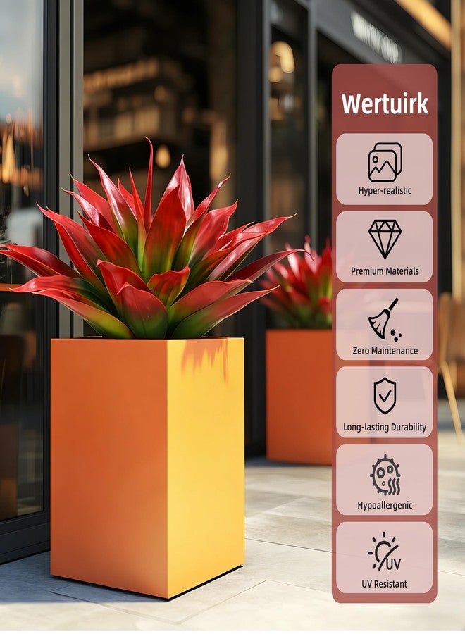 Wertuirk 28 Inch Artificial Agave Plant Set of 2, Realistic Faux Succulents with Vibrant Color, UV Resistant Fall Fake Plants for Indoor Outdoor, Home, Garden Decor (Red×2, Extra Large) - Image 3
