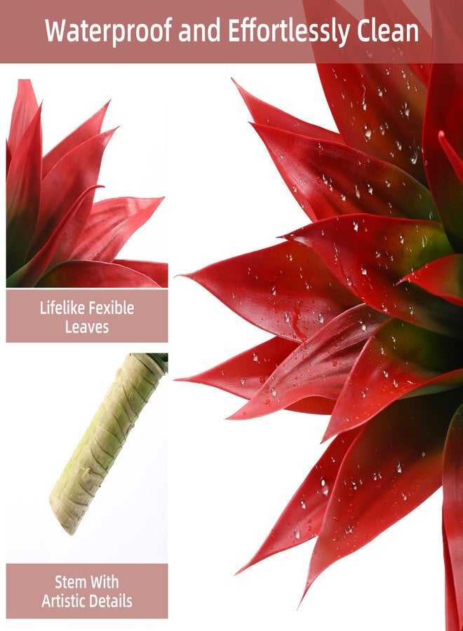 Wertuirk 28 Inch Artificial Agave Plant Set of 2, Realistic Faux Succulents with Vibrant Color, UV Resistant Fall Fake Plants for Indoor Outdoor, Home, Garden Decor (Red×2, Extra Large) - Image 4