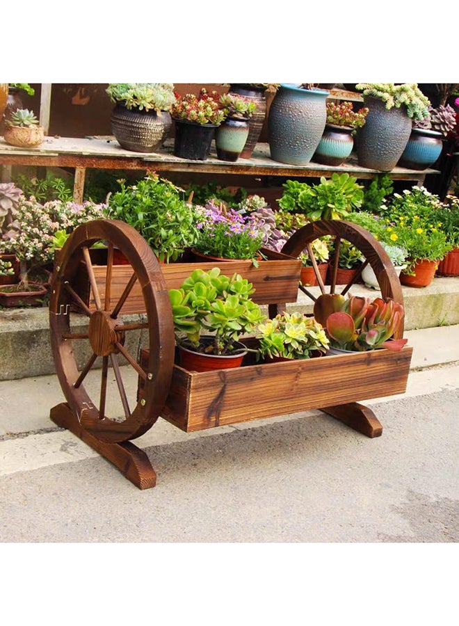 HOME TASTE Hometaste Wooden Flower Pot Planter - Artisanal Cycle-Inspired Design - Enhance Your Garden, Patio Or Home Decor With Vintage Elegance - Indoor/Outdoor Wooden Flower Vase (2 Wheel Planter) 