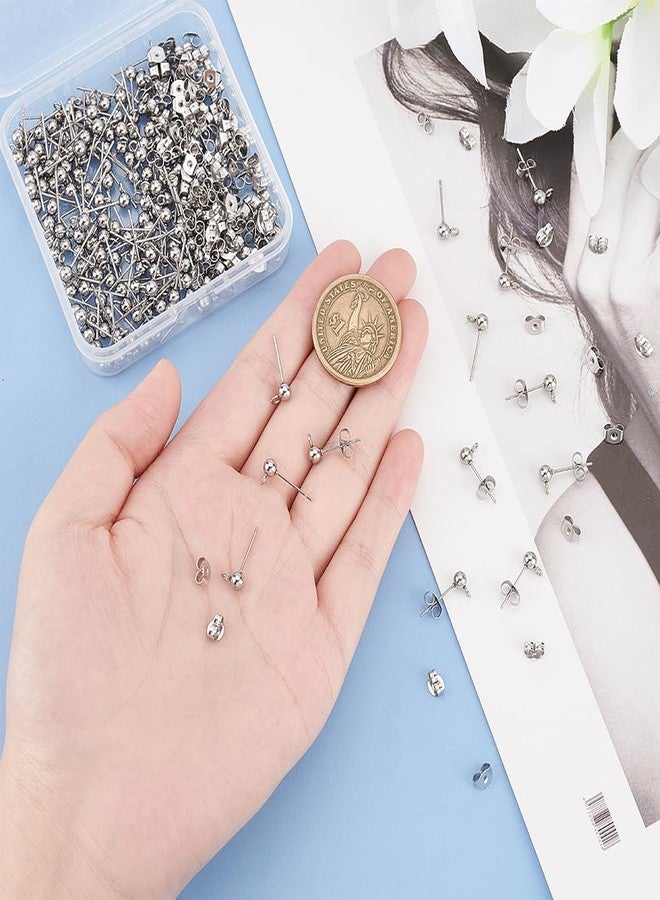 UNICRAFTALE 150pcs (75 Pairs) Ball Post Earring Kit - 304 Stainless Steel Ear Stud Findings With Loop and Ear Nuts - 0.8mm Pin for DIY Earring Making - 7.4x7.2x1.7cm, Hole 2mm - Image 2