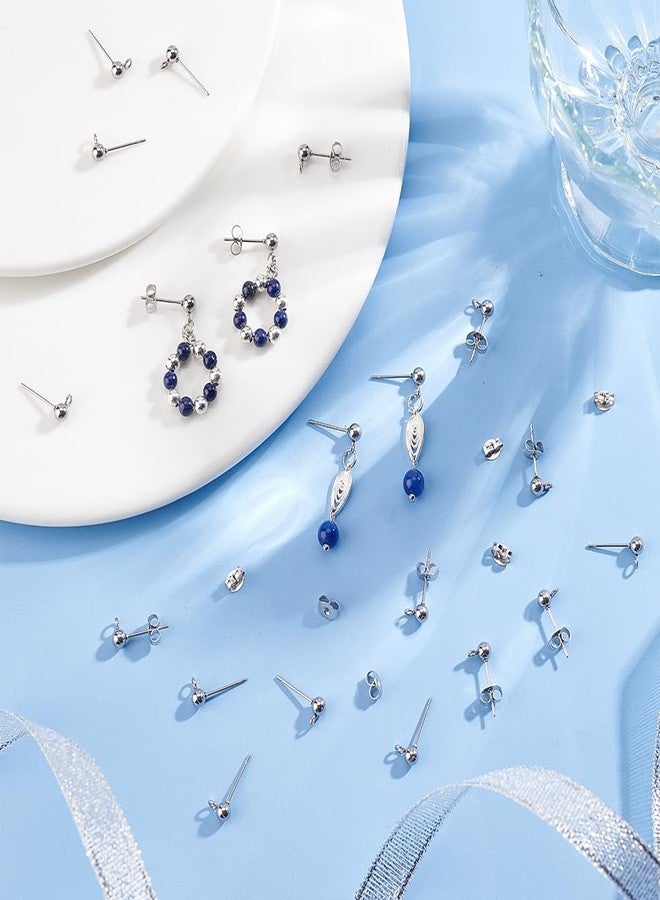 UNICRAFTALE 150pcs (75 Pairs) Ball Post Earring Kit - 304 Stainless Steel Ear Stud Findings With Loop and Ear Nuts - 0.8mm Pin for DIY Earring Making - 7.4x7.2x1.7cm, Hole 2mm - Image 3