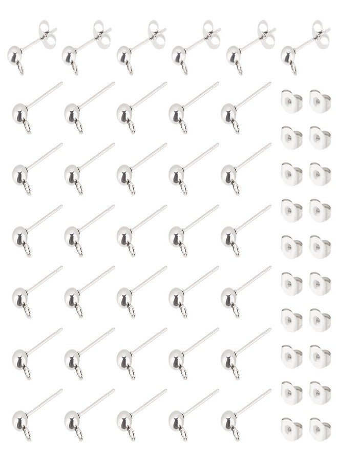 UNICRAFTALE 150pcs (75 Pairs) Ball Post Earring Kit - 304 Stainless Steel Ear Stud Findings With Loop and Ear Nuts - 0.8mm Pin for DIY Earring Making - 7.4x7.2x1.7cm, Hole 2mm - Image 1