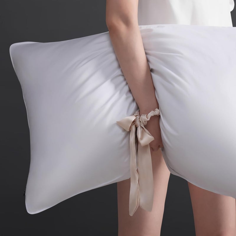 DOWNSTORIA Feather Down Pillow Standard Size Set of 2 Pack, 100% Cotton Hotel Collection Bed Pillows for Sleeping, Down Surrounded Soft Medium Firm Pillows for Side Back Stomach Sleepers 20" x 26" - Image 5