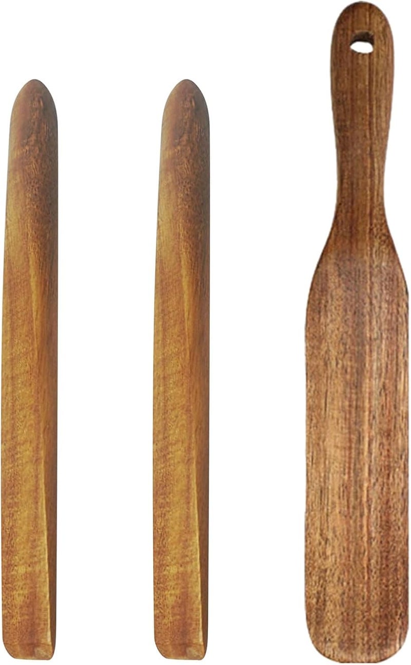 Sywan Wooden Sourdough Bread Mixing Stir Stick, 11 Inch/ 13 inch Food Sourdough Spatula Skinny Spurtle Acacia Wooden Sourdough Bread Making Tool Wooden Paddle Stirring Stick for Kitchen Cooking - Image 1