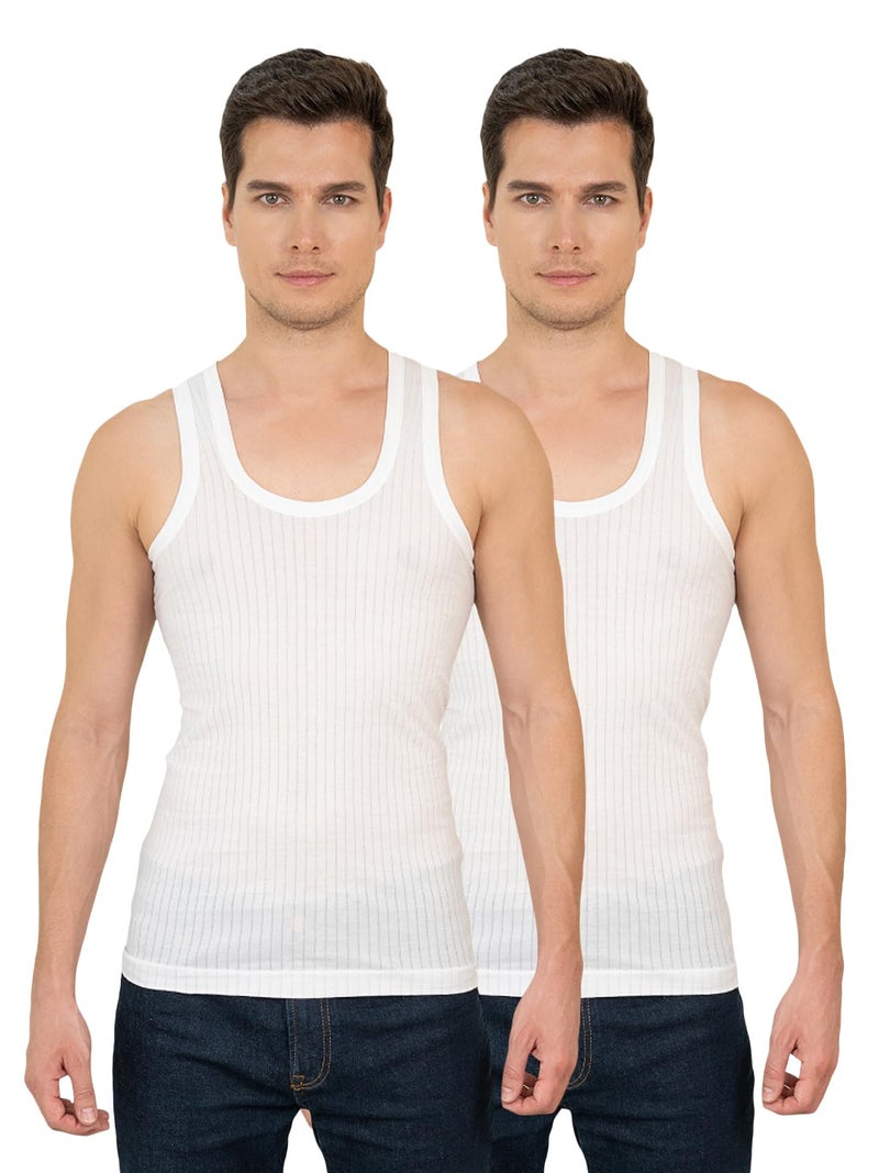 Lux Cozi Men's Pack of 2 White Premium Cotton Round Neck Vest (Size : 80cm) - Image 5