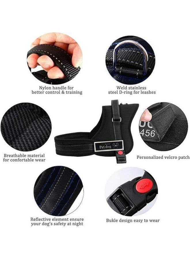 سترة جسم مبطنة ناعمة غير قابلة للسحب للحيوانات الأليفة مع أحزمة ومقبض قابل للتعديل، مثالية للعب وتدريب الكلاب والجراء - (متوسط، أسود) - Image 3