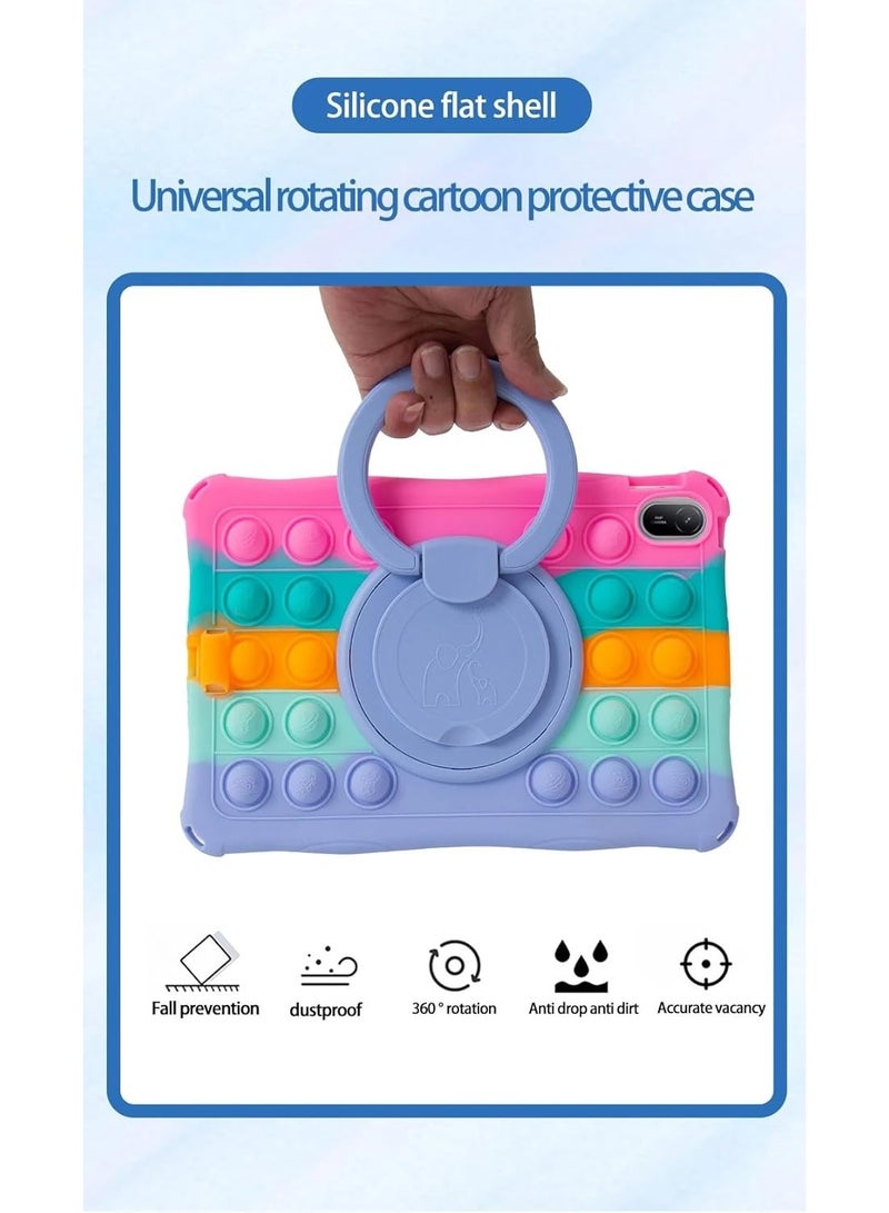 VKL Case Compatible with Huawei MatePad SE 11 (2024) 11-inch Case with 360° Rotatable Stand, Lightweight Soft Silicone Shockproof Cover with Pen and Shoulder Strap (Colorful Pink) - Image 2