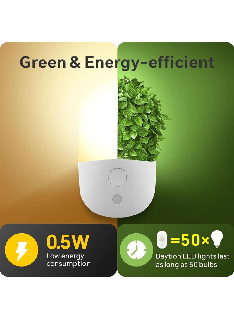 Rock Pow LED Night Light 2700K 2PCS, Night Lights with 3 Adjustable Brightness Modes Smart Light Sensor 0.5W Warm Yellow Light UK Plug Night Lamp for Bathroom Corridor Bedroom Staircase (Ellipse) - Image 5