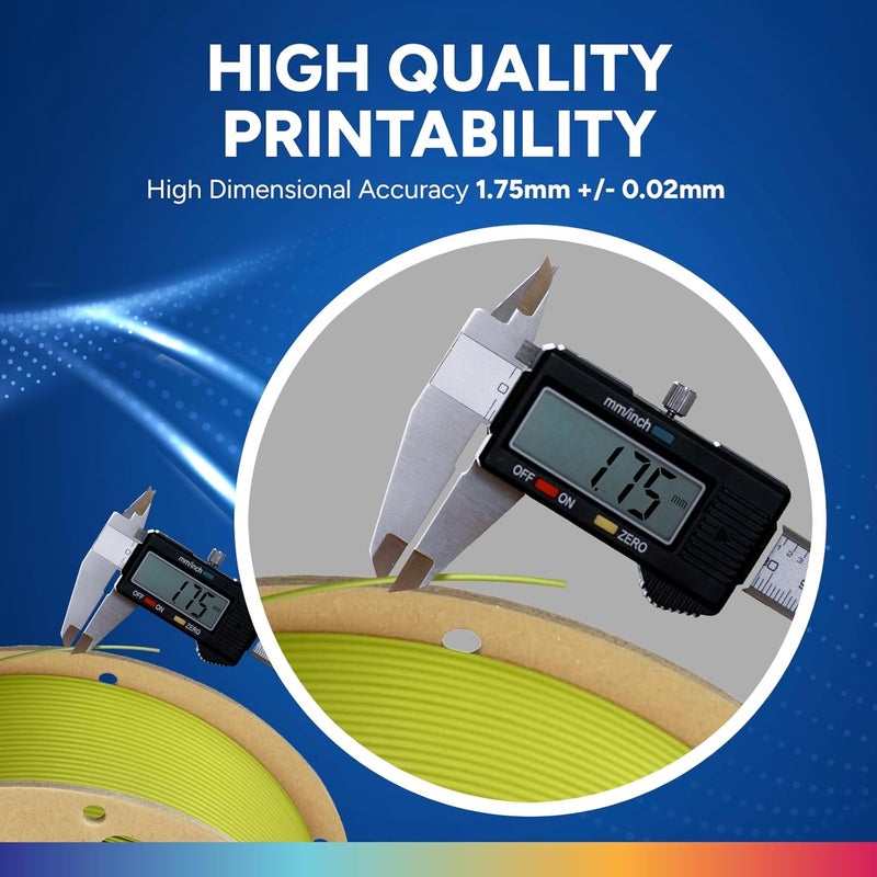 OVERTURE خيوط PLA Plus (PLA+) بقطر 1.75 مم، أقوى وأكثر متانة، خيوط طابعة ثلاثية الأبعاد احترافية بوزن 1 كجم (2.2 رطل)، دقة عالية +/- 0.02 مم، خالية من التشابك (أخضر زيتوني) - Image 4