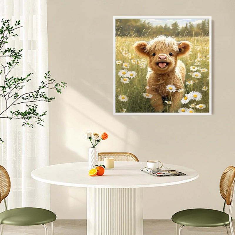 Fountor Cow Diamond Art Kits for Adults, Cute Cow Diamond Painting Kits with Round Diamonds, Flowers 5D Full Drill Diamond Art Canvas Painting Kit for Beginners Home Wall Decor 14" x 14" - Image 4