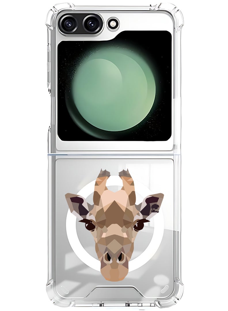 Theodor Magnetic Case for Samsung Galaxy Z Flip 5 Compatible with MagSafe Wireless Charging, Shockproof Phone Bumper Cover Girrafe-01 - Image 1