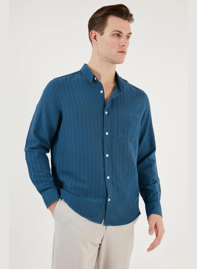 Buratti  Buratti Cotton Regular Fit Single Pocket Shirt Men's SHIRT CF24S128229 for Men | Best Price UAE