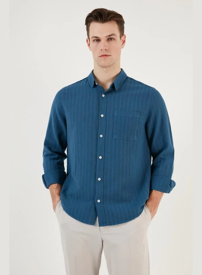 Buratti  Buratti Cotton Regular Fit Single Pocket Shirt Men's SHIRT CF24S128229 for Men | Best Price UAE
