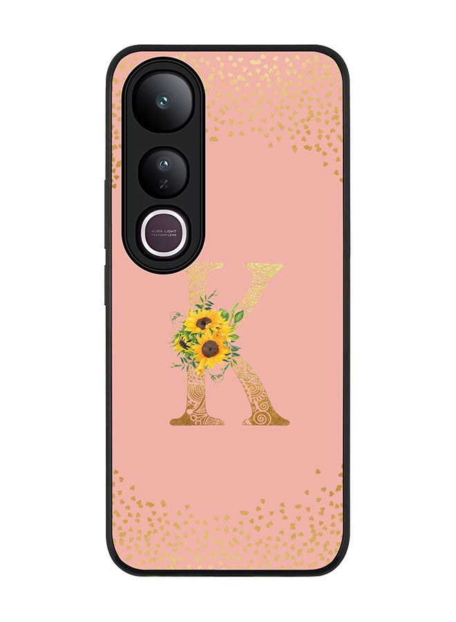 Stylizedd For vivo V50 Lite Case,Slim fit Camera Protection, Shockproof Thin Phone cover  - Custom Floral Monogram - K  (Rose Pink )