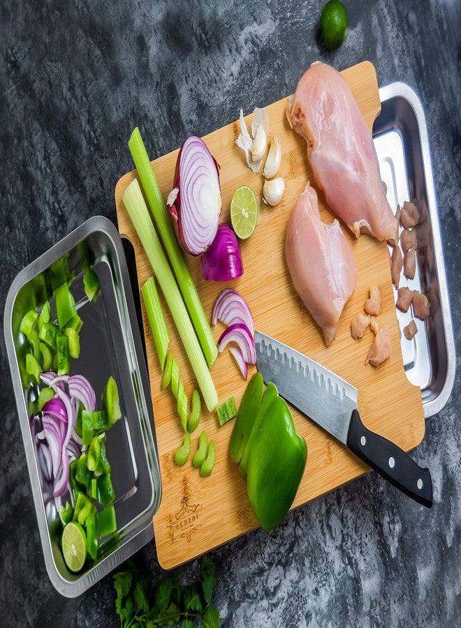 ecozoi Bamboo Cutting Board by Ecozoi with 2 Slide Out Drawers. Keep Meal Prep Organized With Organic Bamboo Wooden Chopping Station. Non-Slip Butcher Block with Juice Groove for Easy Cleaning - Image 4