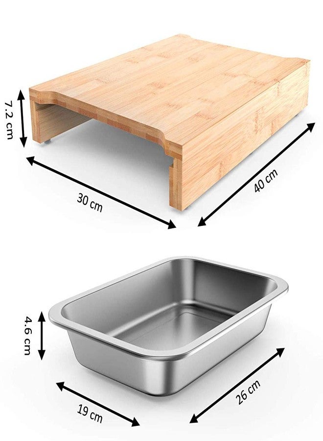 ecozoi Bamboo Cutting Board by Ecozoi with 2 Slide Out Drawers. Keep Meal Prep Organized With Organic Bamboo Wooden Chopping Station. Non-Slip Butcher Block with Juice Groove for Easy Cleaning - Image 3