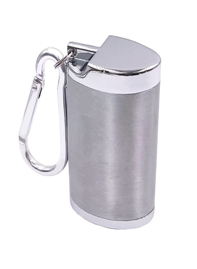 Hourwof Metal Portable Ashtray with Lid,Outdoor Pocket Ashtray for Cigarettes,Travel Ash Trays with Keychain,Oval Silver - Image 1