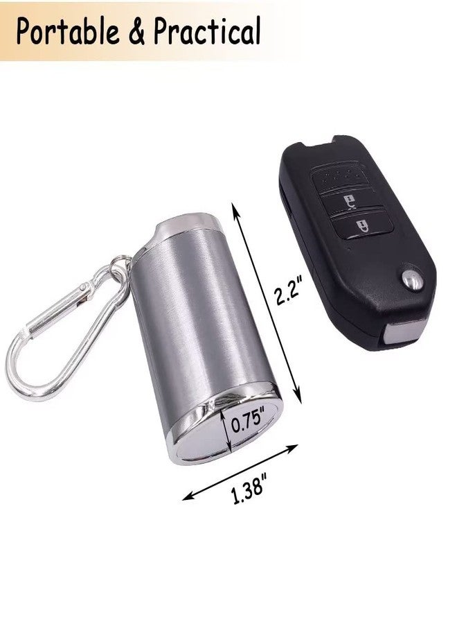 Hourwof Metal Portable Ashtray with Lid,Outdoor Pocket Ashtray for Cigarettes,Travel Ash Trays with Keychain,Oval Silver - Image 2