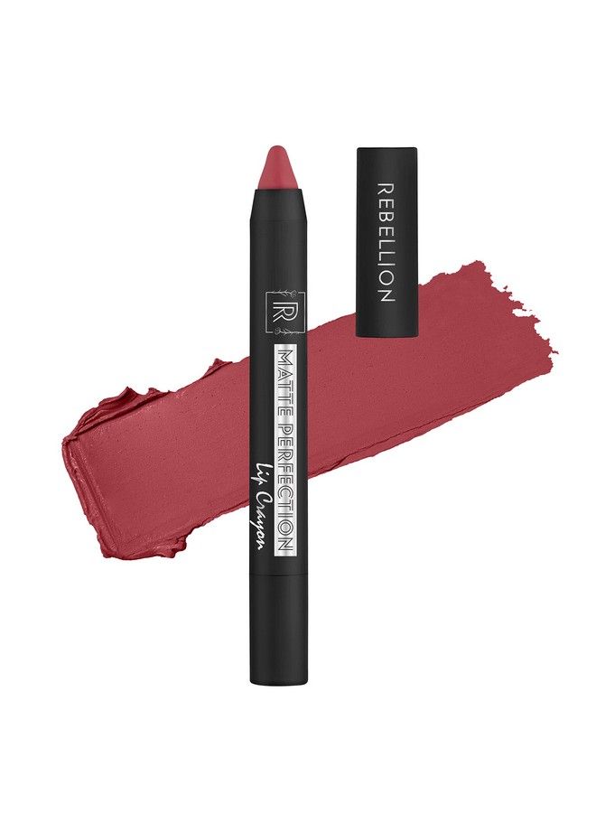 REBELLION Matte Perfection Lip Crayon ; 2.4 Gm ; Vegan ; Alcoholfree ; ; Longlasting Formula ; With Shea Butter Cocoa Butter Jojoba Oil & Moringa Oil ; Hydrating ; Sleek Look (Brave Pink 10) - Image 1