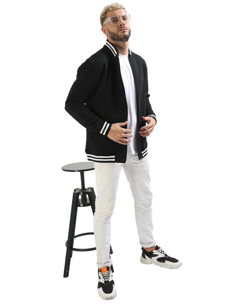 fanideaz Mens Cotton Standard Length Bomber Jackets With Stylish Pocket_Black_XXL - Image 3