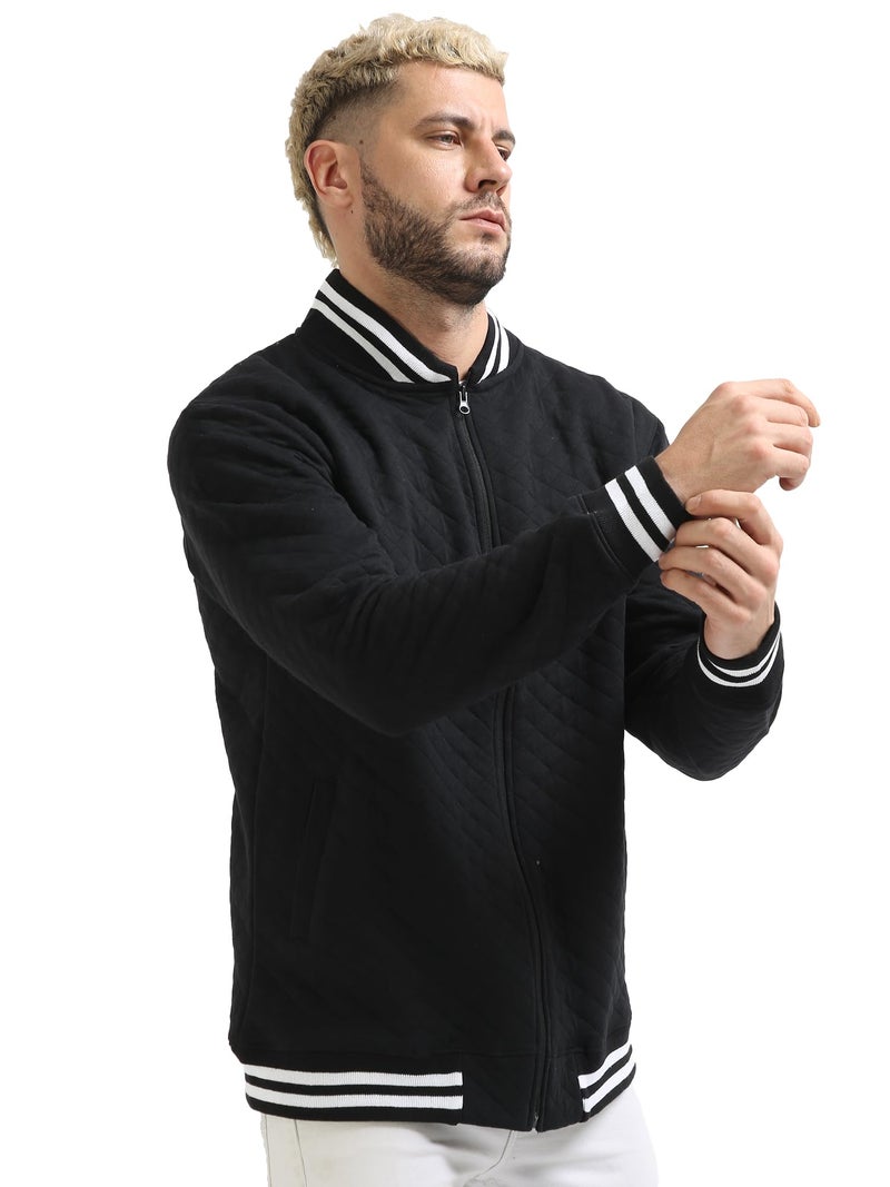 fanideaz Mens Cotton Standard Length Bomber Jackets With Stylish Pocket_Black_XXL - Image 5