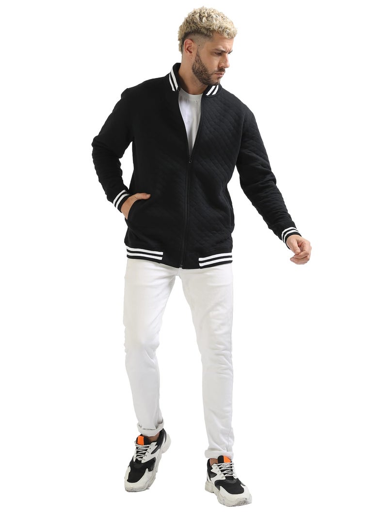fanideaz Mens Cotton Standard Length Bomber Jackets With Stylish Pocket_Black_XXL - Image 4