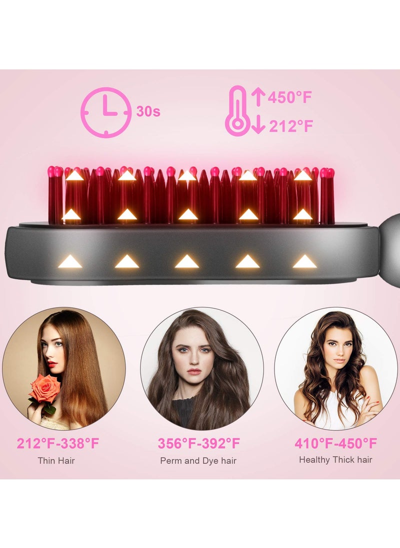 SYOSI - SYOSI Hair Straightener Brush, Salon Styler Hair Dryer and Volumizer Ceramic Heating Ionic Hair Straightener Comb 13 Heat Setting & LED Screen & Anti-Scald & Auto-Off for Home Travel Salon - Image 1