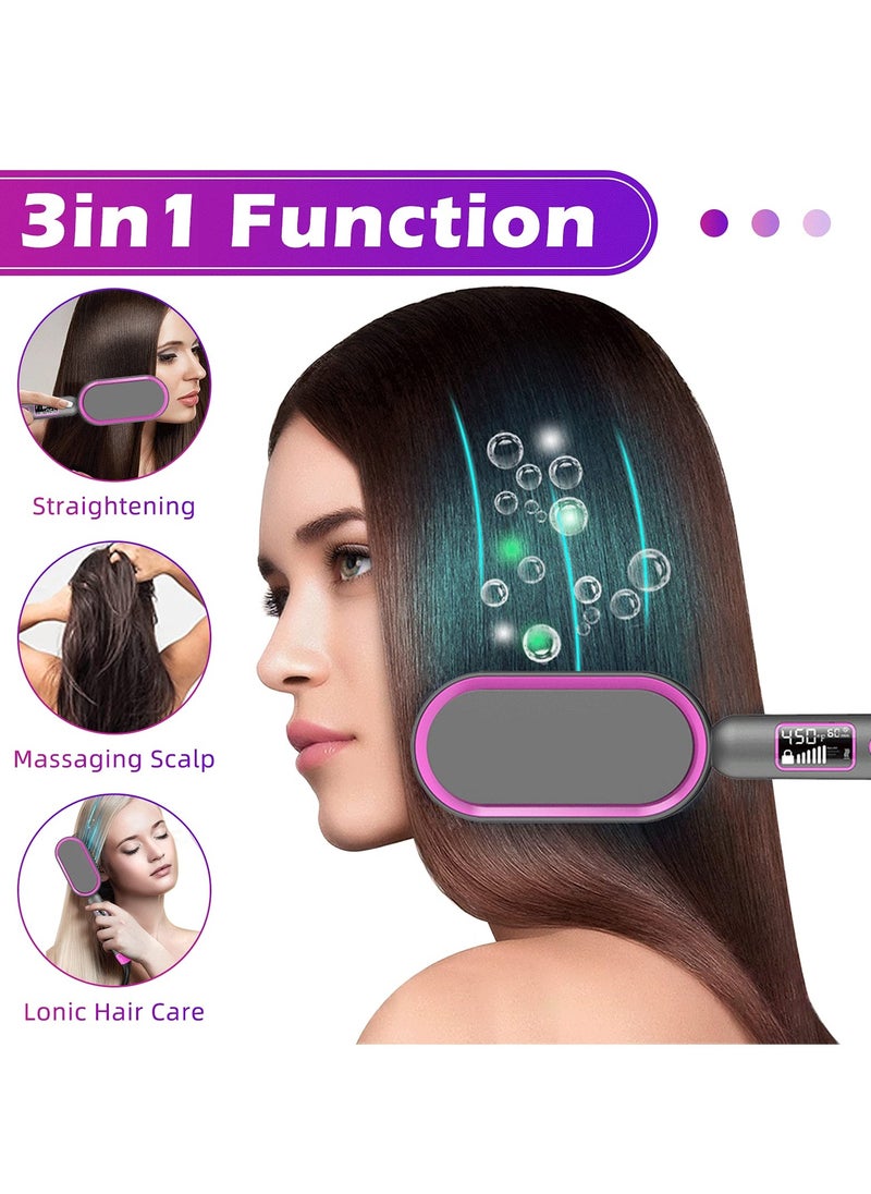 SYOSI - SYOSI Hair Straightener Brush, Salon Styler Hair Dryer and Volumizer Ceramic Heating Ionic Hair Straightener Comb 13 Heat Setting & LED Screen & Anti-Scald & Auto-Off for Home Travel Salon - Image 1
