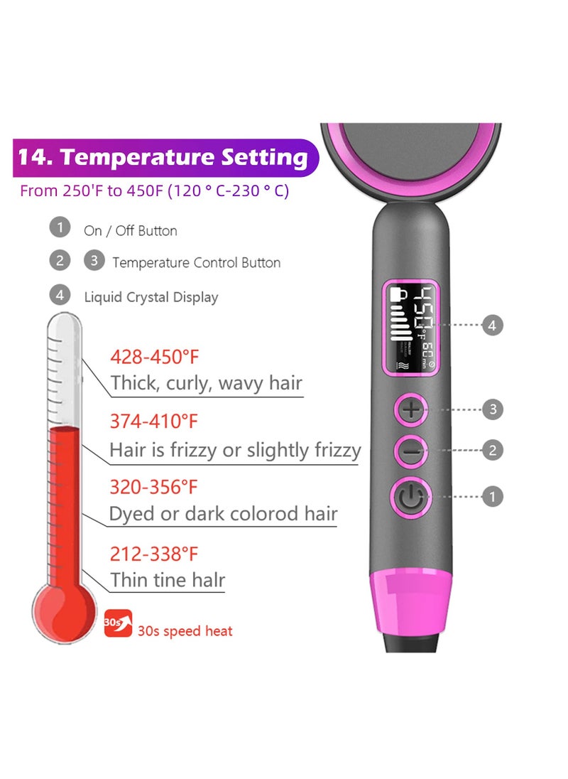 SYOSI - SYOSI Hair Straightener Brush, Salon Styler Hair Dryer and Volumizer Ceramic Heating Ionic Hair Straightener Comb 13 Heat Setting & LED Screen & Anti-Scald & Auto-Off for Home Travel Salon - Image 1