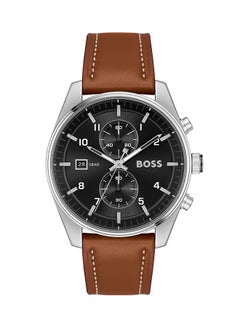 HUGO BOSS Men's Chronograph Round Shape Leather Wrist Watch 1514161 - 44 Mm  - Image 1