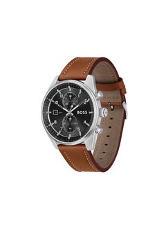 HUGO BOSS Men's Chronograph Round Shape Leather Wrist Watch 1514161 - 44 Mm  - Image 2