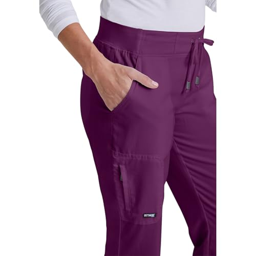 BARCO Grey s Anatomy Classic Mia Scrub Pant for Women Wine, 6-Pocket Low-Rise Straight Leg Bottoms with Natural Stretch, Soil Release Fabric, and Super-Soft Finish Medium, Regular Fit - Image 5