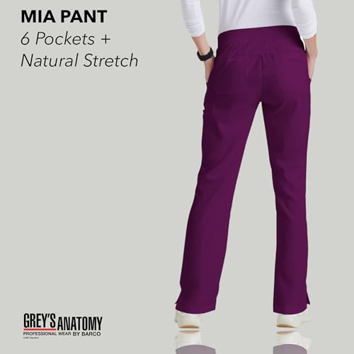 BARCO Grey s Anatomy Classic Mia Scrub Pant for Women Wine, 6-Pocket Low-Rise Straight Leg Bottoms with Natural Stretch, Soil Release Fabric, and Super-Soft Finish Medium, Regular Fit - Image 2