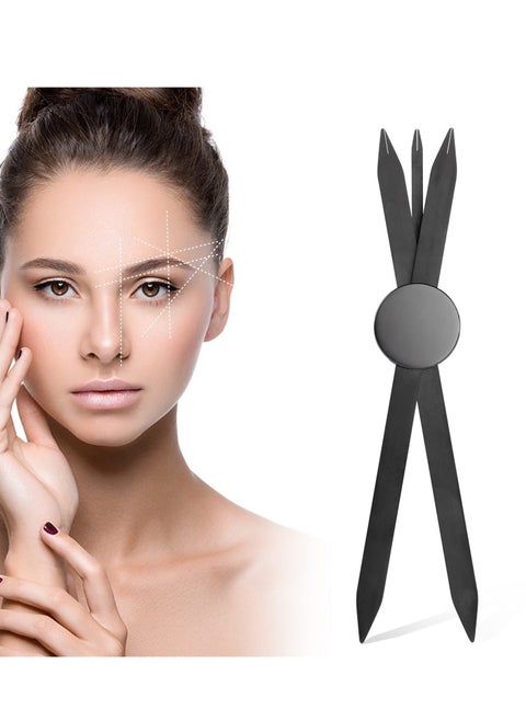 Eyebrow Stencil Ruler - Three-Point Positioning Tool for Symmetrical Permanent Makeup, Microblading Measurement, and Eyebrow Makeup Balance (Black)