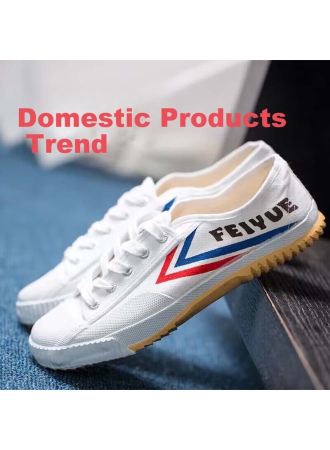 FEIYUE Leap Retro Track Shoes National Goods Sports Canvas Shoes Men's And Women's Shoes Couple Style White Red Blue 38 