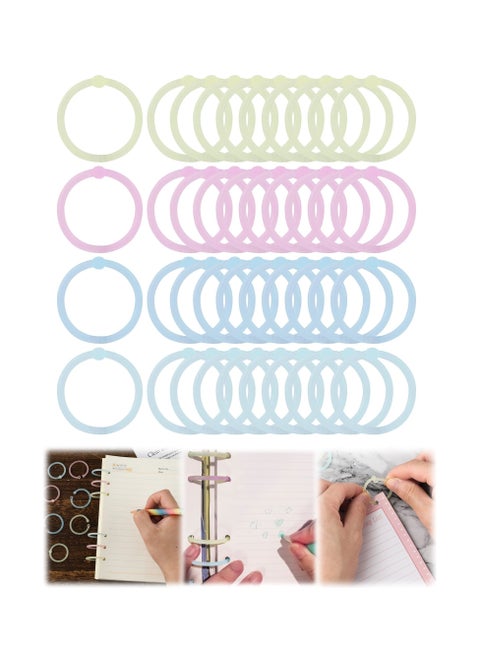 40Pcs Plastic Loose Leaf Rings 1inch Multi Color Binder Book Keychain Flexible for Cards Document Stack and Calender Organization School Home Office Use 4 Colors 25mm