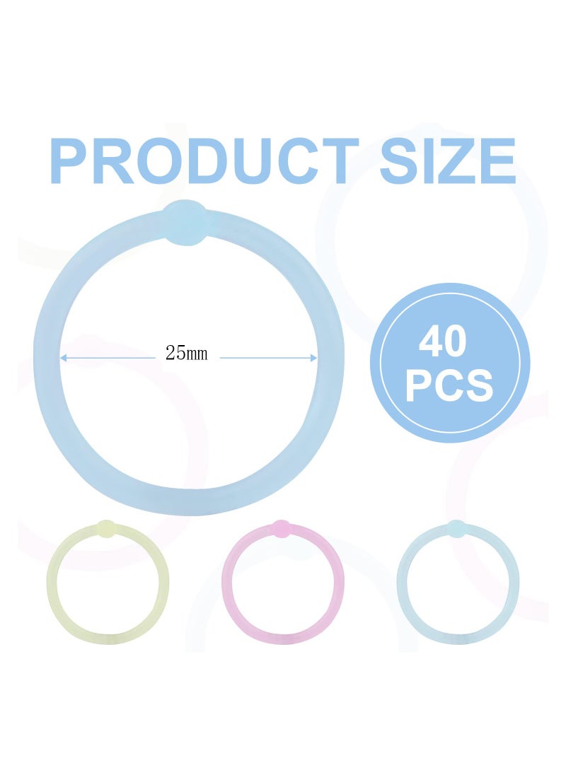 40Pcs Plastic Loose Leaf Rings 1inch Multi Color Binder Book Keychain Flexible for Cards Document Stack and Calender Organization School Home Office Use 4 Colors 25mm