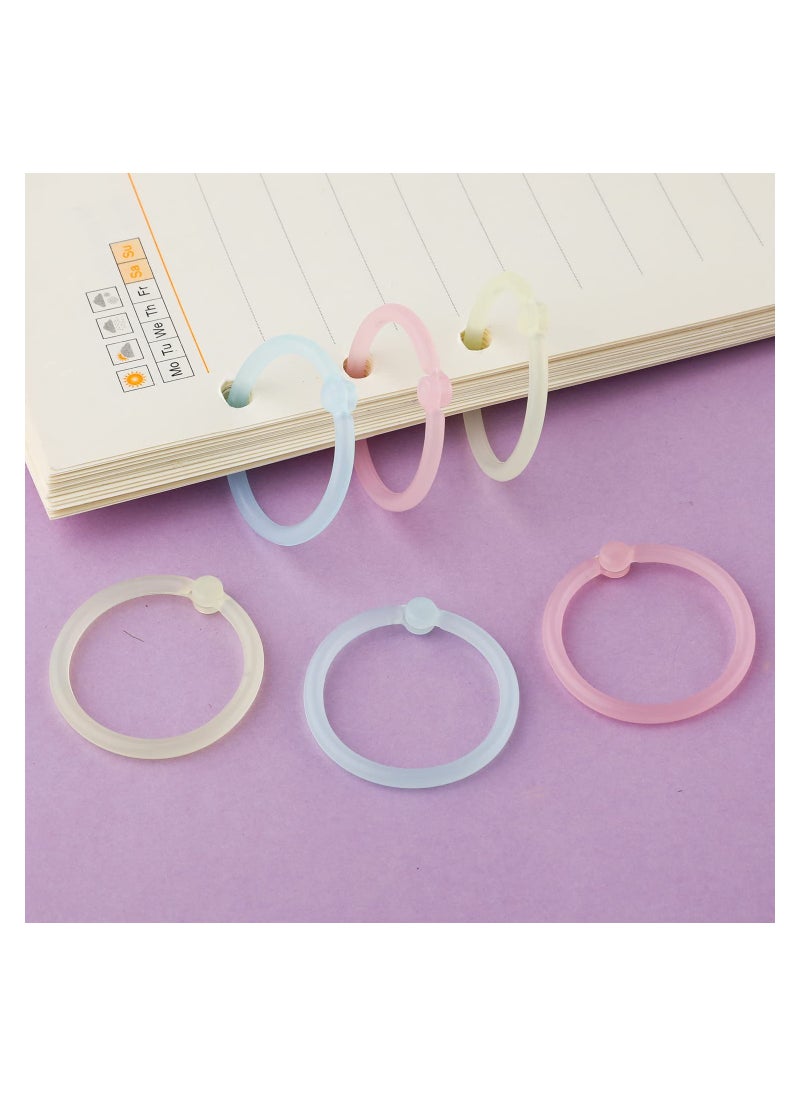 40Pcs Plastic Loose Leaf Rings 1inch Multi Color Binder Book Keychain Flexible for Cards Document Stack and Calender Organization School Home Office Use 4 Colors 25mm