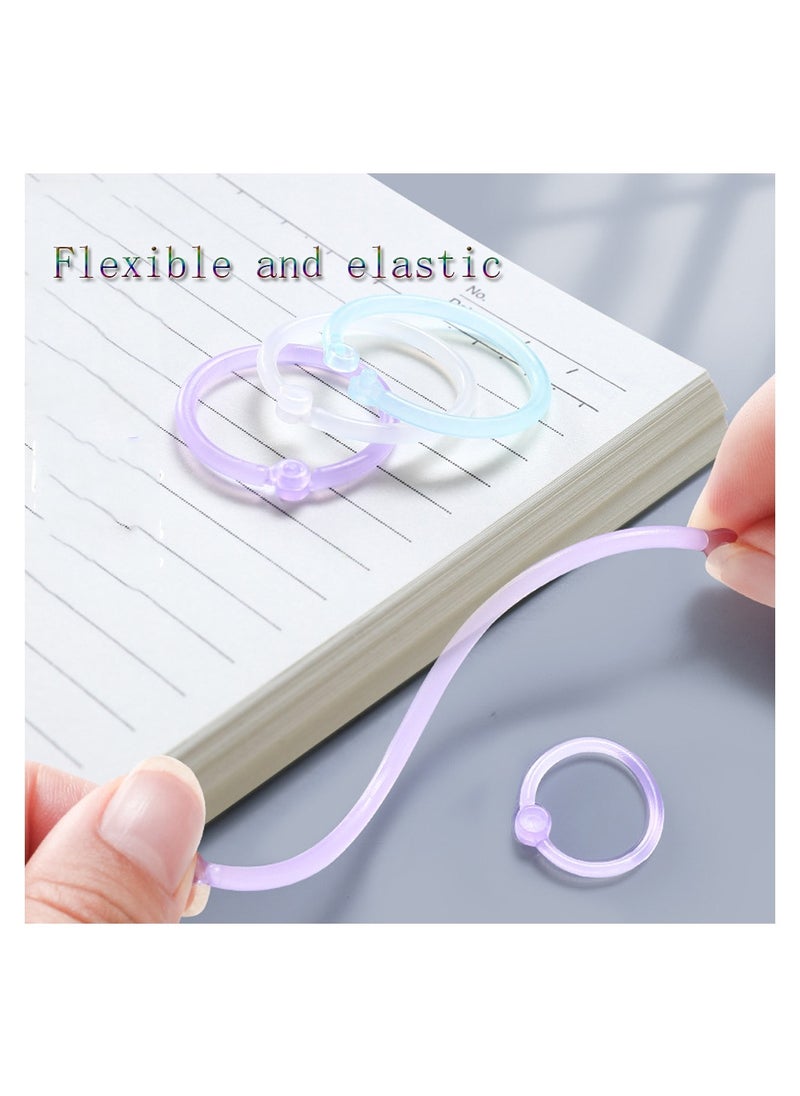40Pcs Plastic Loose Leaf Rings 1inch Multi Color Binder Book Keychain Flexible for Cards Document Stack and Calender Organization School Home Office Use 4 Colors 25mm