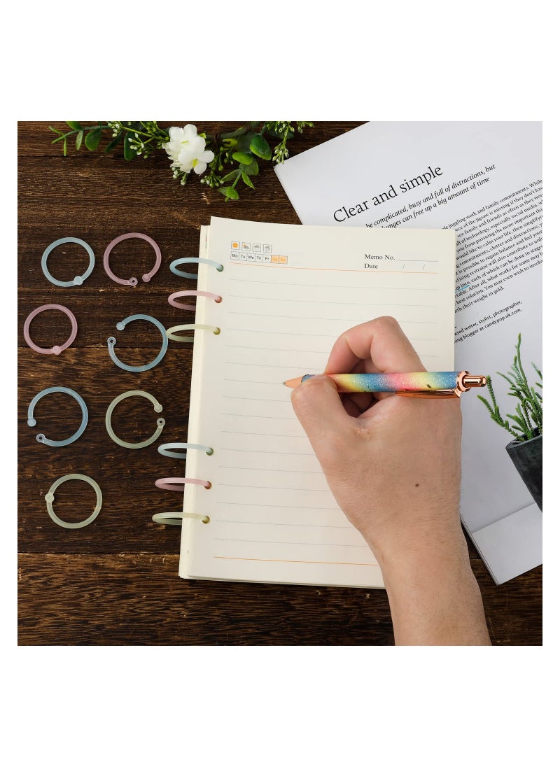 40Pcs Plastic Loose Leaf Rings 1inch Multi Color Binder Book Keychain Flexible for Cards Document Stack and Calender Organization School Home Office Use 4 Colors 25mm