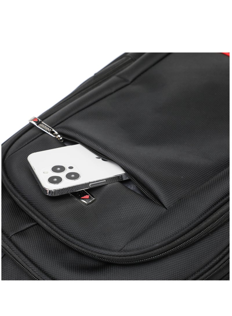 Rolling Trolley Backpack Unisex Carryon Luggage 21 Inch Laptop Travel Suitcase Business Bag College Student KH8045 Black