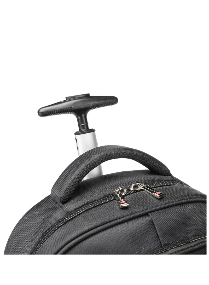 Rolling Trolley Backpack Unisex Carryon Luggage 21 Inch Laptop Travel Suitcase Business Bag College Student KH8045 Black